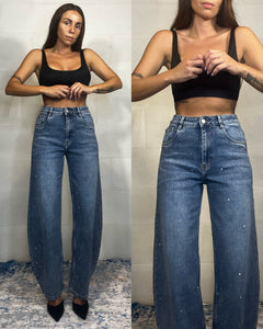 Jeans baggy con punti luce