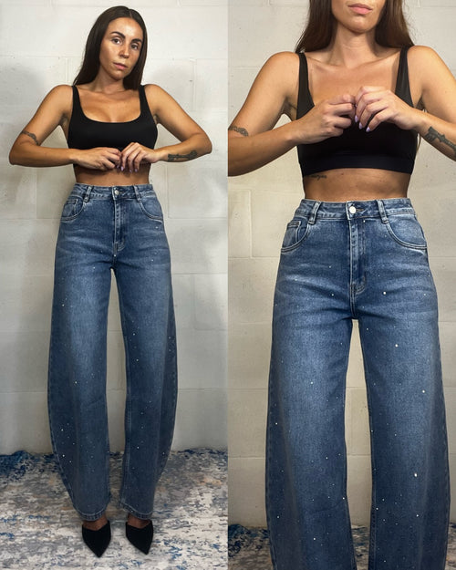 Jeans baggy con punti luce