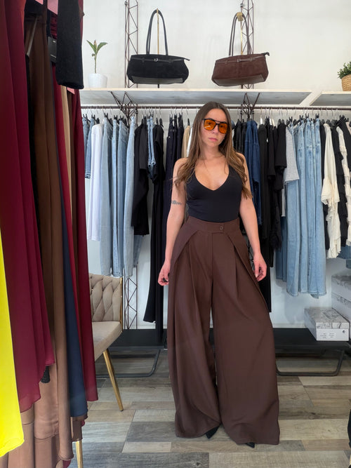 Pantalone sartoriale maxi pence marrone