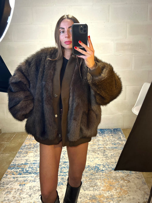 Bomber ecopelliccia cioccolato