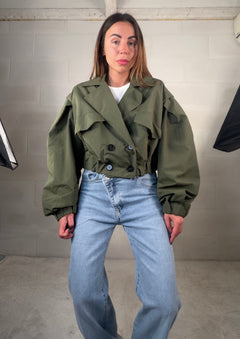 Bomber Trench verde militare foderato
