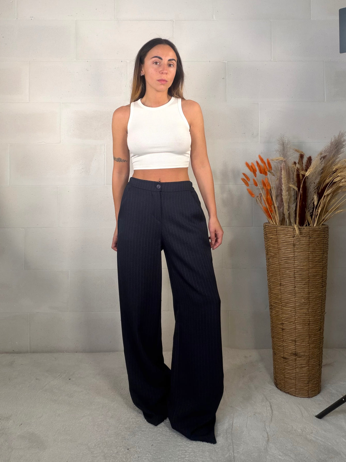 Pantalone sartoriale gessato blu
