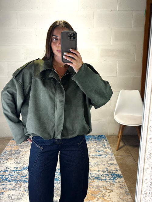Giacca scamosciata Trend verde militare