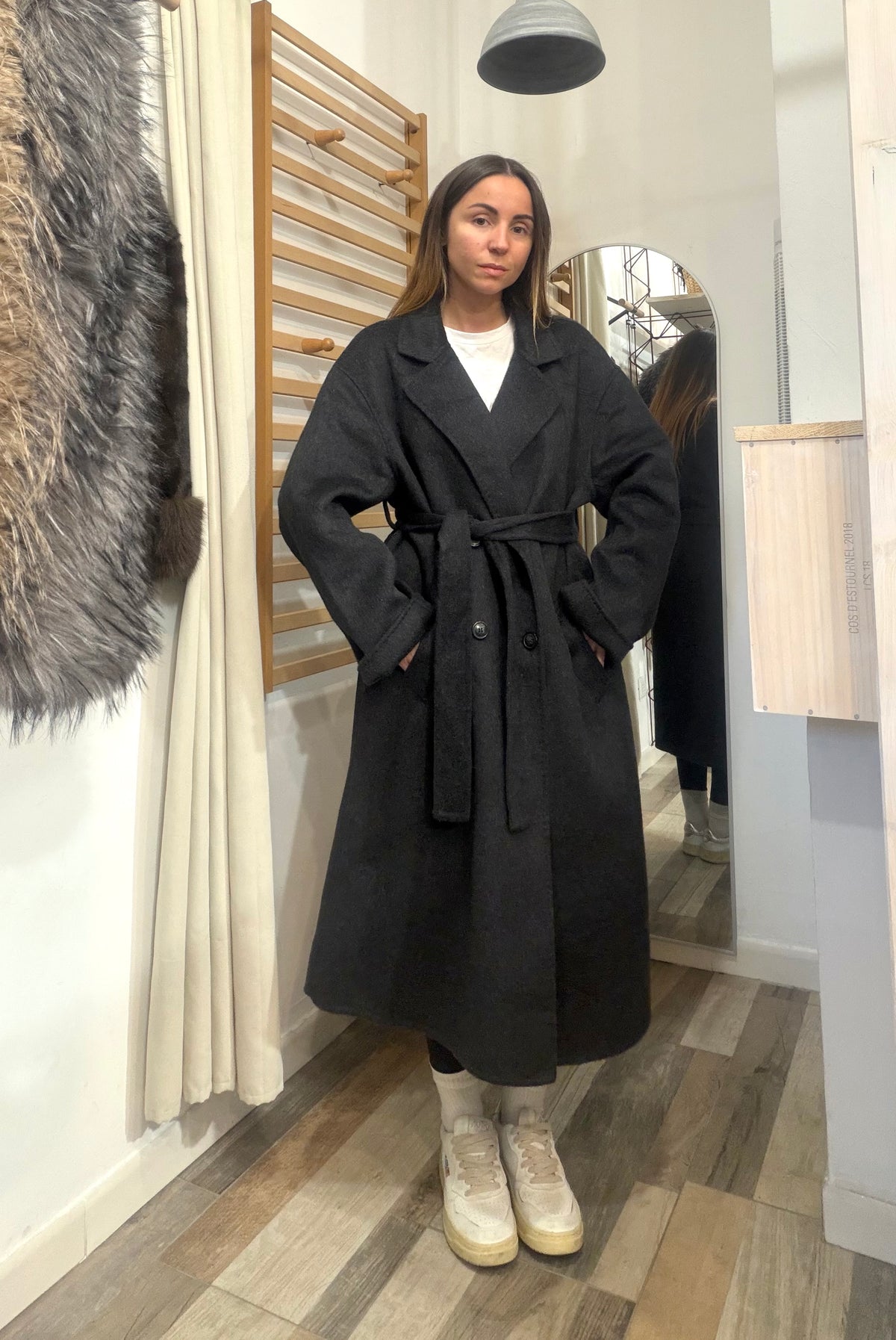Cappotto oversize in 50% lana nero
