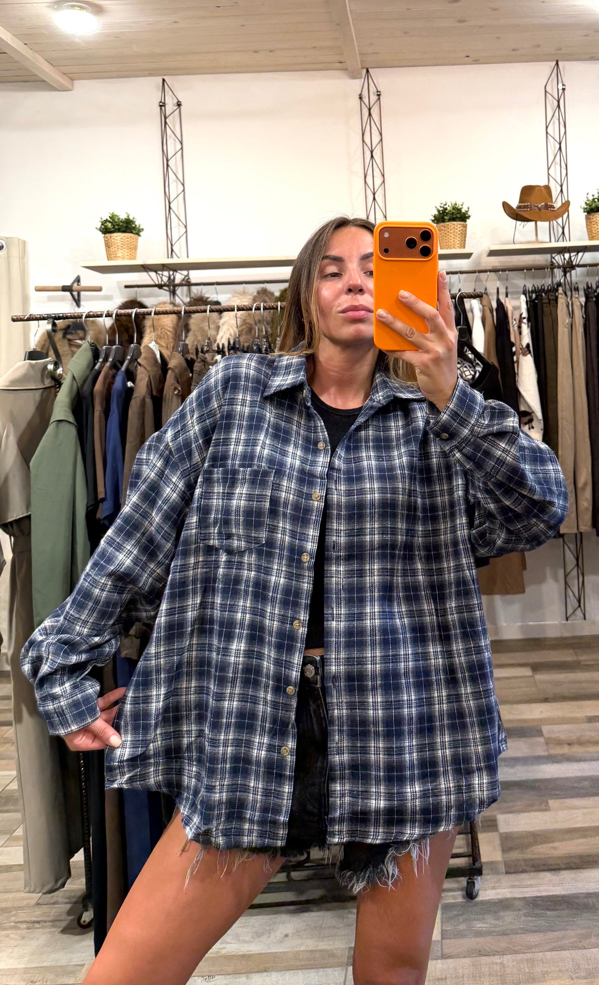 Camicia in flanella blu notte 40% cotone