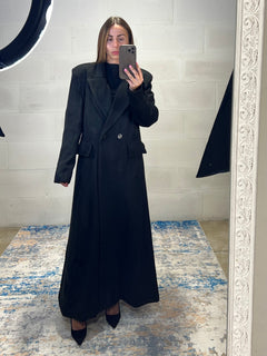 Maxi cappotto sfiancato ultra lungo 50% lana
