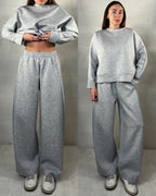 Completo tuta comfy chic baggy in neoprene grigio