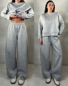 Completo tuta comfy chic baggy in neoprene grigio