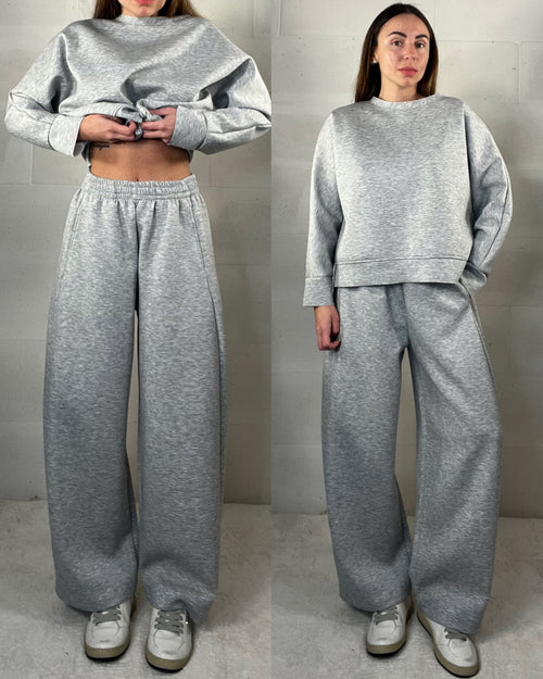 Completo tuta comfy chic baggy in neoprene grigio