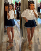 Short Butterfly in denim a lavaggio blu scuro