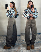 Denim baggy tasconi marrone