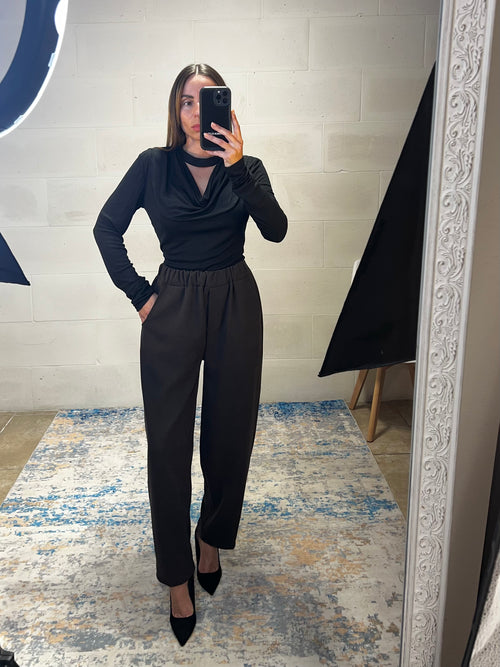 Pantalone baggy in velluto marrone