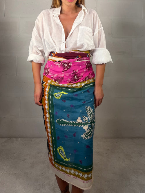 Pareo o maxi foulard in 100% cotone fantasia fucsia
