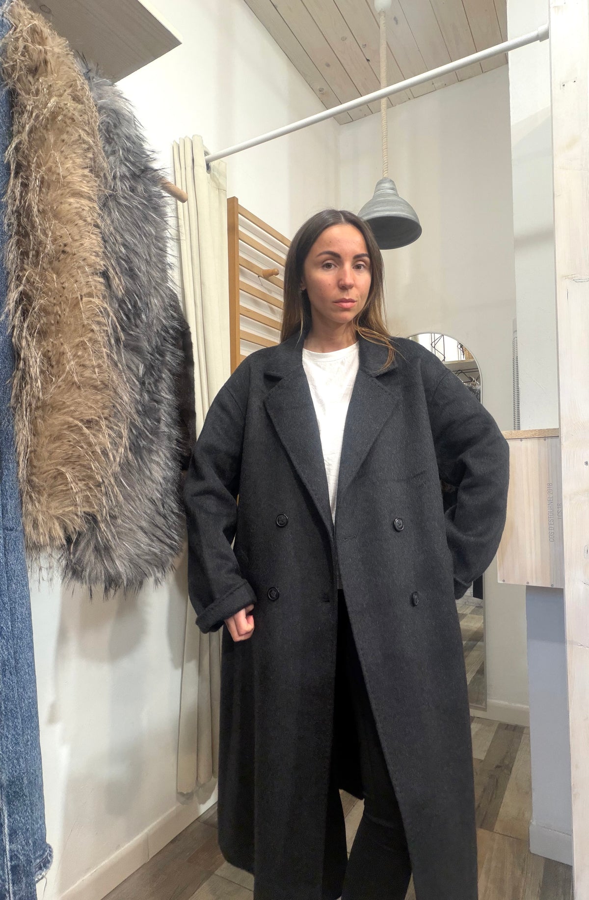 Cappotto oversize in 50% lana nero