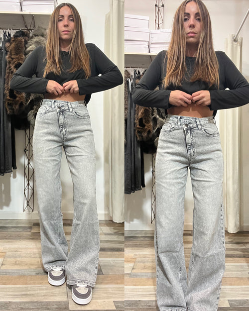 Jeans chiusura portafoglio grigio chiaro