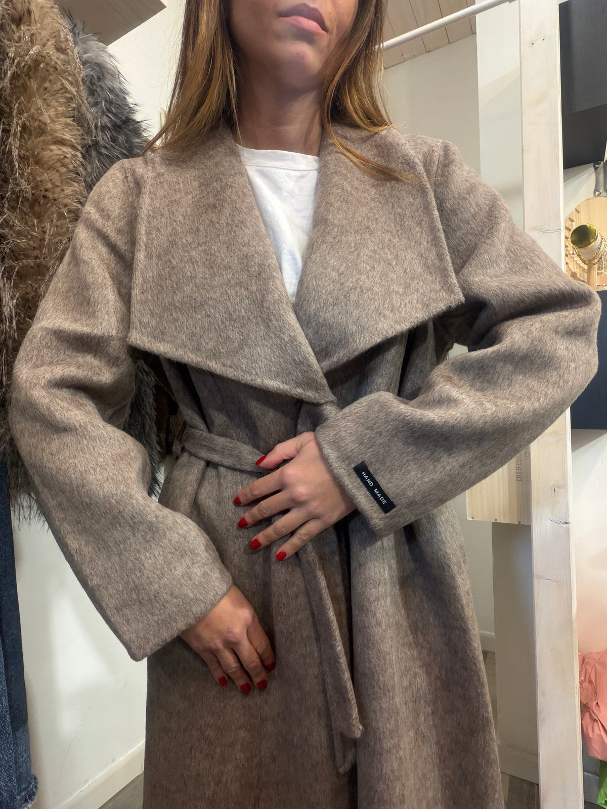 Cappotto in 70% lana Hand made beige