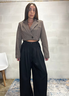 Blazer crop misto lana pied de poule