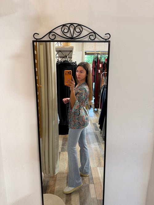 Kimono in seta turchese