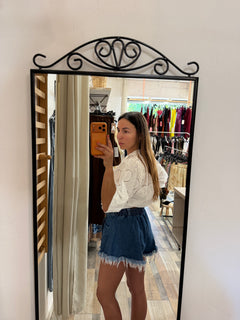 Short Butterfly in denim a lavaggio medio