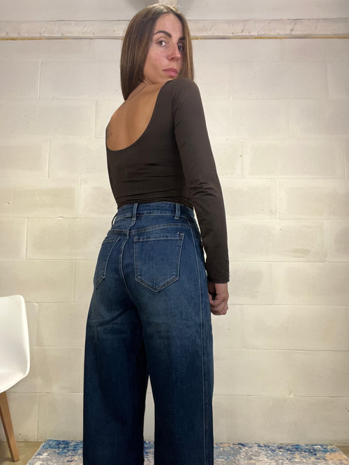 Body lycra marrone elasticizzato