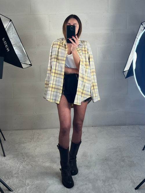 Camicetta in flanella tartan gialla