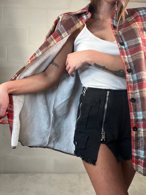 Camicione imbottito interno caldo effetto Teddy multicolore