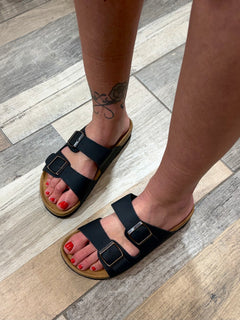 Ciabatta Arizona nera suola in vera pelle