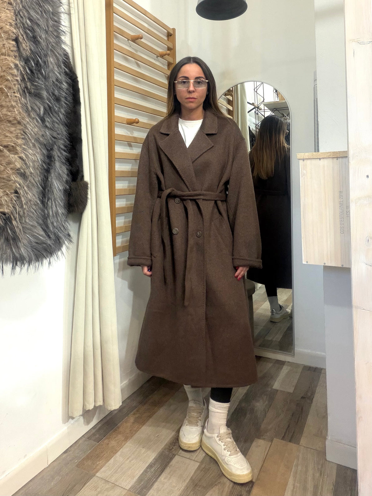 Cappotto oversize in 50% lana marrone