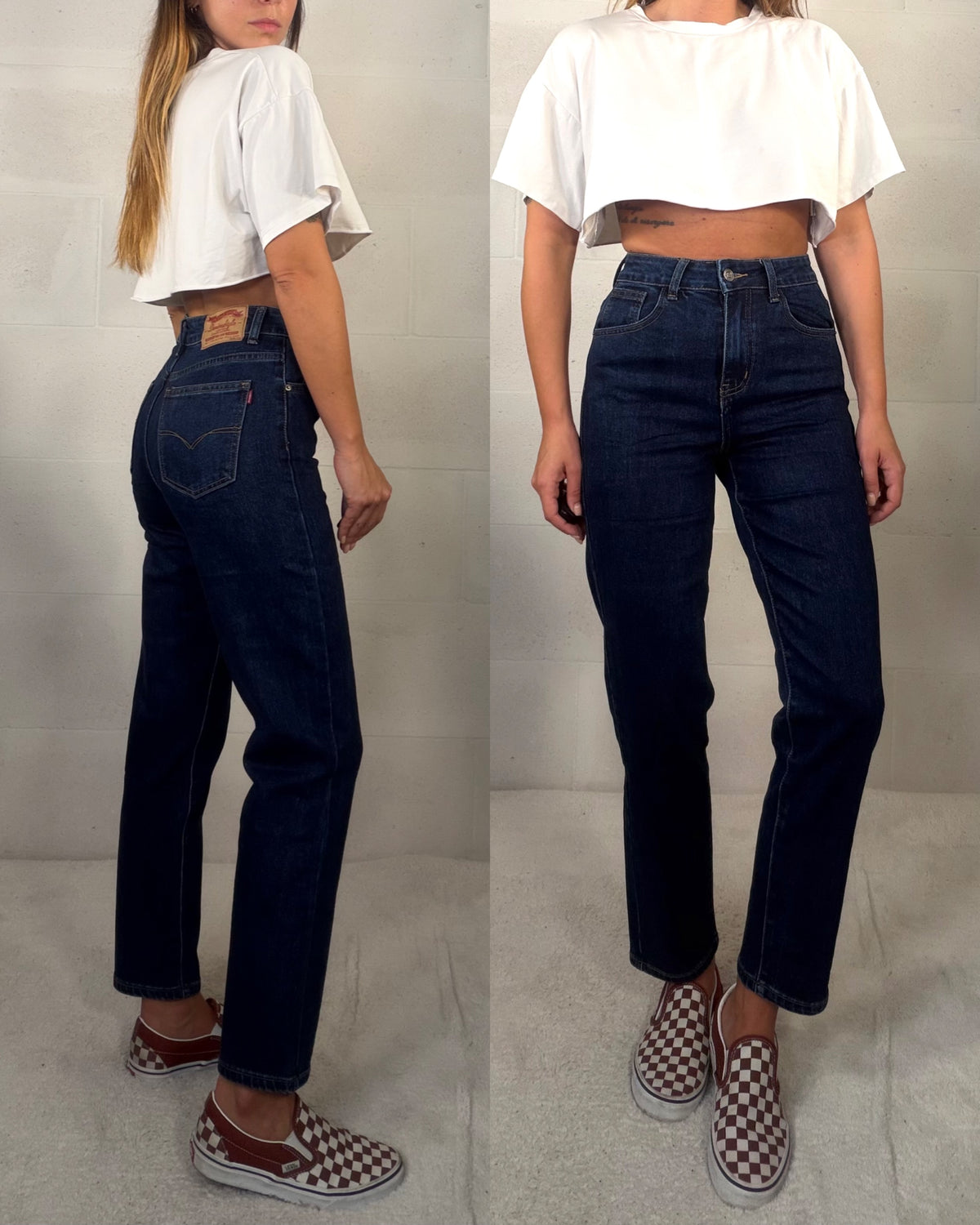 Denim mom fit slim blu notte 7/8