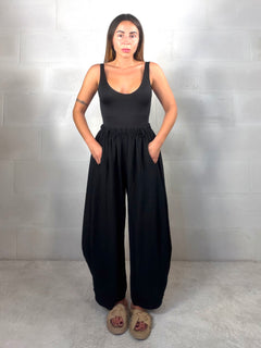 Pantalone Sahara ultra leggero baggy in viscosa 7/8 nero