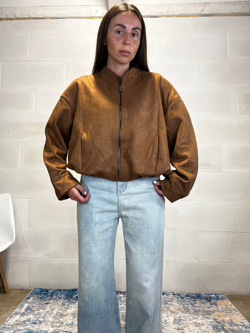 Bomber foderato scamosciato camel