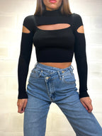 Pull Crop aperture nero