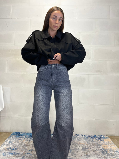 Jeans balloon fit sfumature animalier