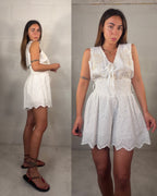 Short sangallo bianco vita alta