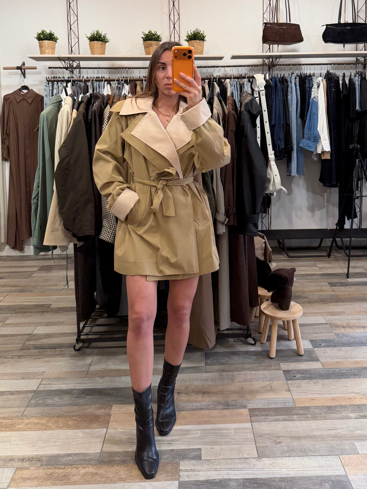 Trench mezza lunghezza bicolor  beige