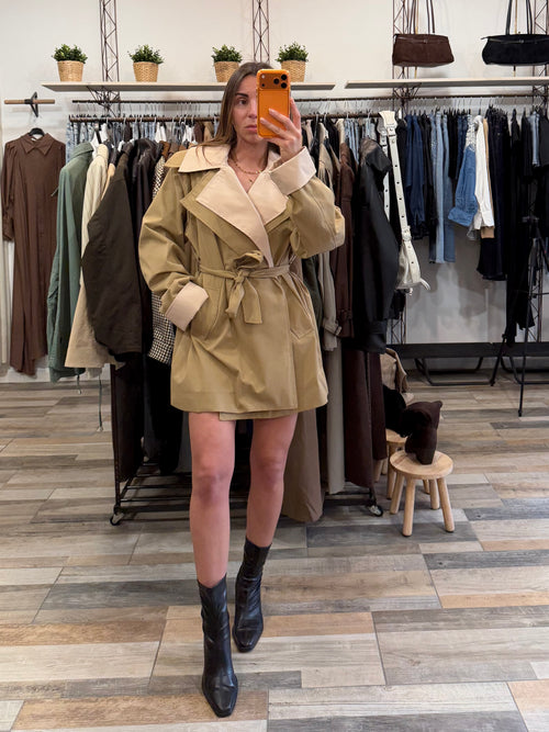 Trench mezza lunghezza bicolor  beige