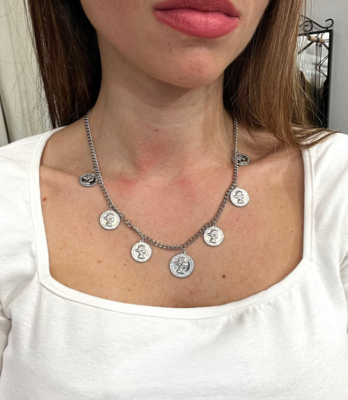Collana monete argentata