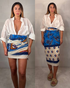 Pareo o maxi foulard in 100% cotone fantasia blu