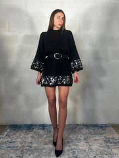 Dress Serafino nero inserti paillettes