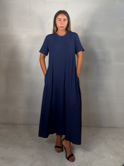 Maxi abito t-shirt in viscosa “per tutte le taglie” blu