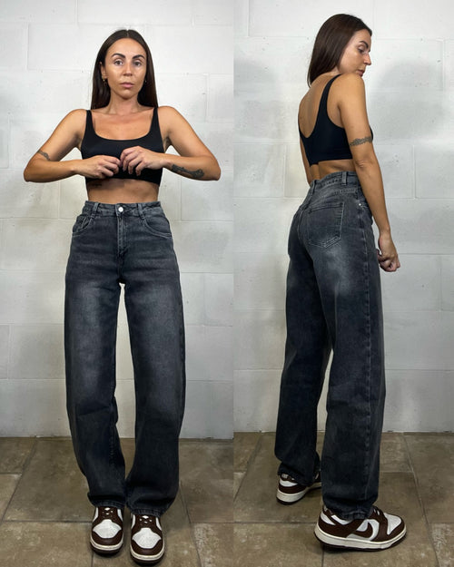 Jeans balloon fit grigio scuro