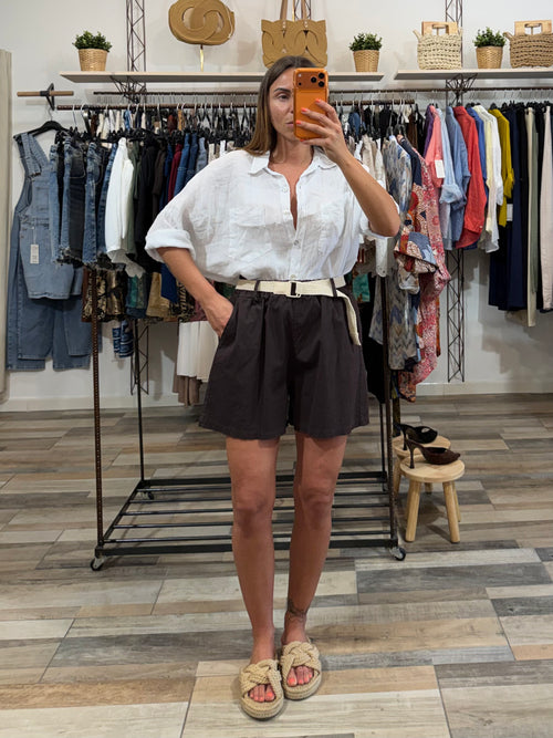 Pantaloncino comodo in 97% cotone marrone