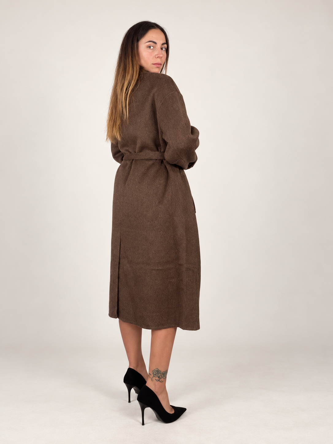 Cappotto oversize in 50% lana marrone