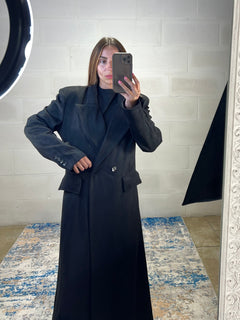 Maxi cappotto sfiancato ultra lungo 50% lana