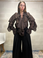 Camicetta balze marrone