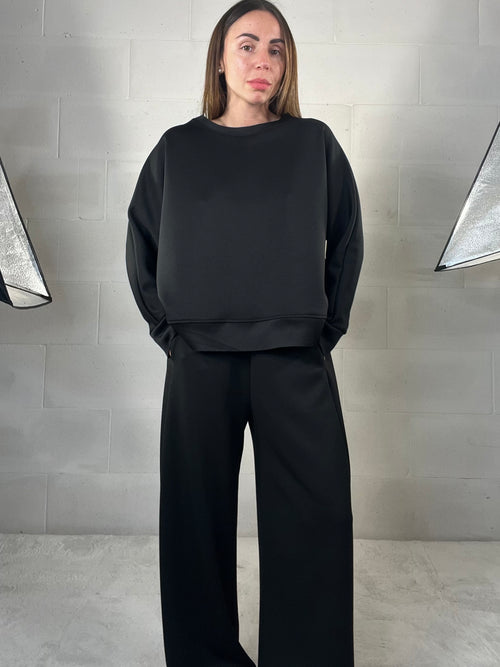 Completo tuta comfy chic baggy in neoprene nero