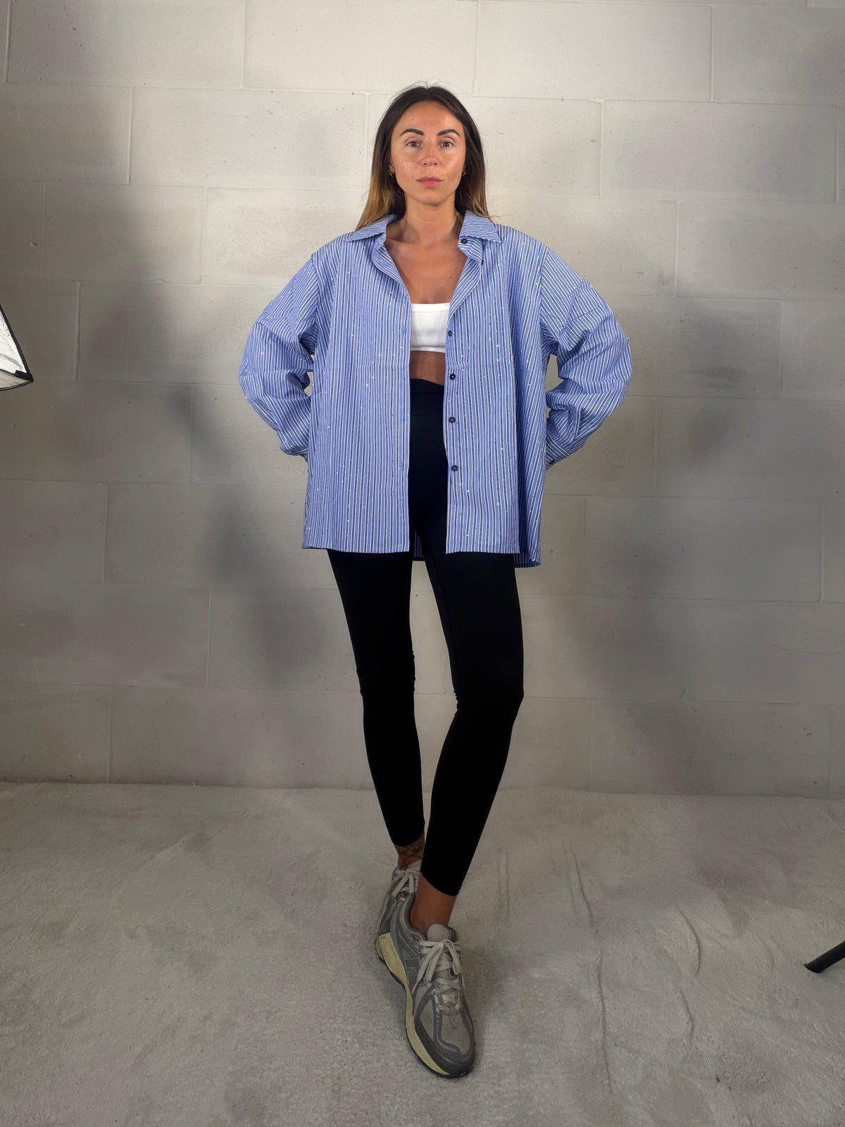 Camicia rigata over con punti luce