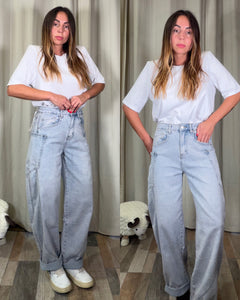 Denim baggy lavaggio extra chiaro