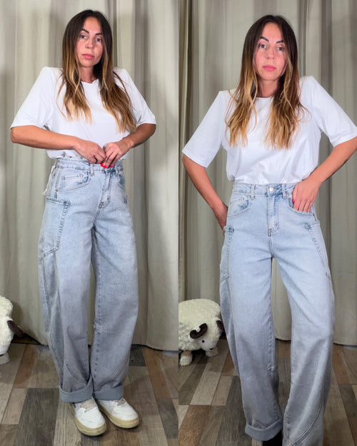 Denim baggy lavaggio extra chiaro