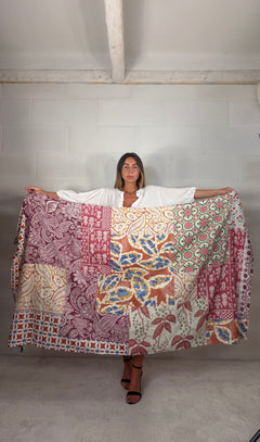 Pareo o maxi foulard in 100% cotone fantasia multicolor